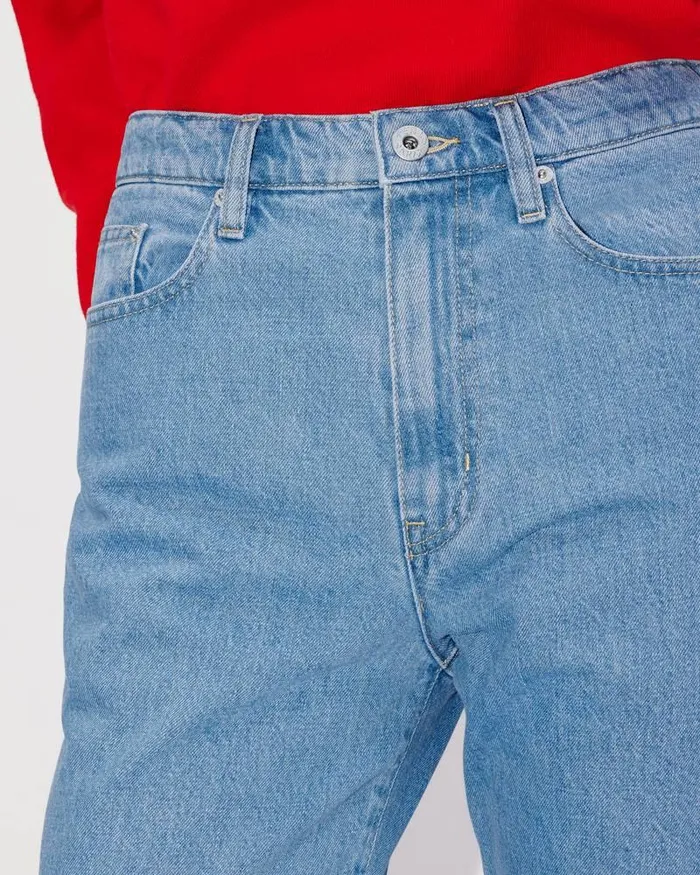 Kenzo Pants And Shorts Women 039Year Of The Dragon039 Cropped Embroidered ASAGAO Jeans Stone Bleached Blue Denim