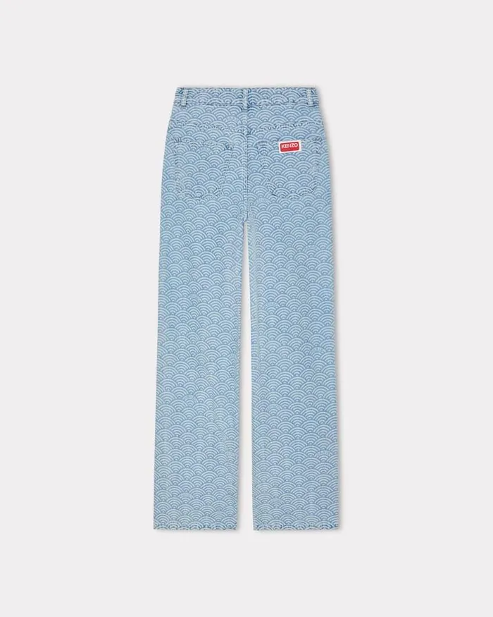 Kenzo Pants And Shorts Women AYAME Wide Fit Jeans Stone Bleached Blue Denim
