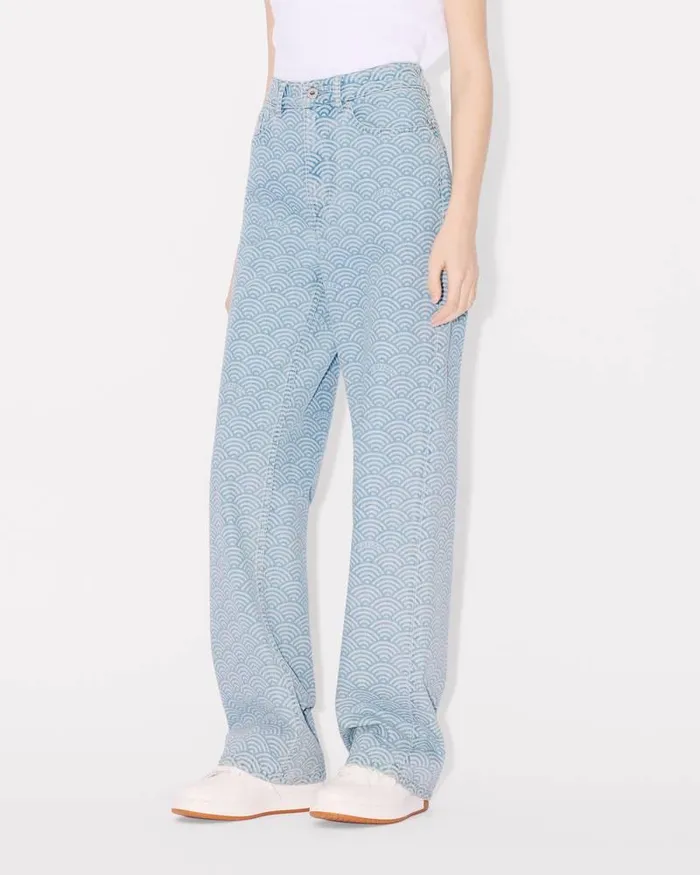 Kenzo Pants And Shorts Women AYAME Wide Fit Jeans Stone Bleached Blue Denim