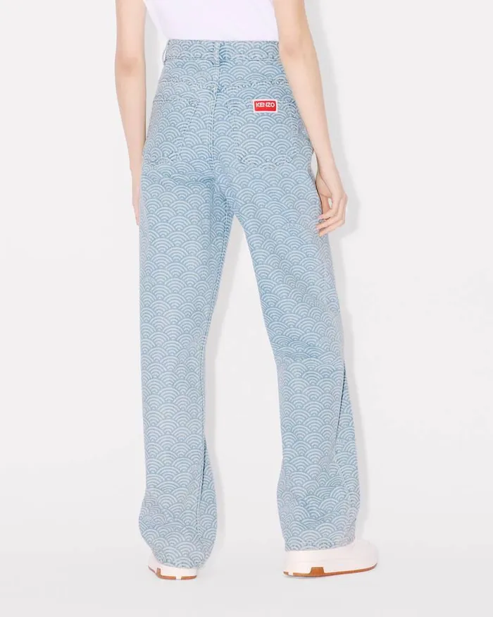 Kenzo Pants And Shorts Women AYAME Wide Fit Jeans Stone Bleached Blue Denim