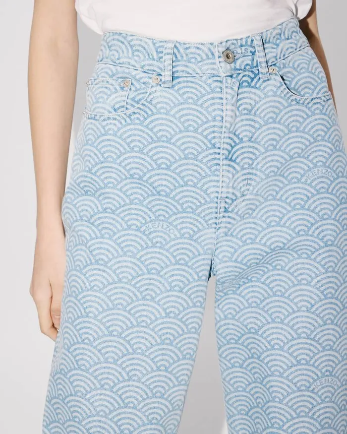 Kenzo Pants And Shorts Women AYAME Wide Fit Jeans Stone Bleached Blue Denim