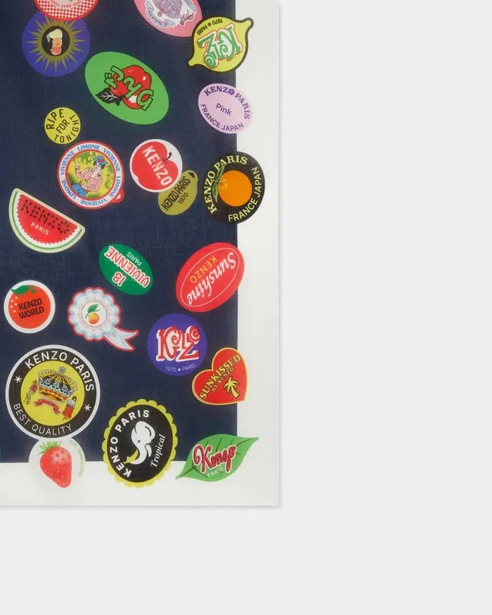 Kenzo Scarves MenWomen Stamp039 Large Square In Cotton Midnight Blue