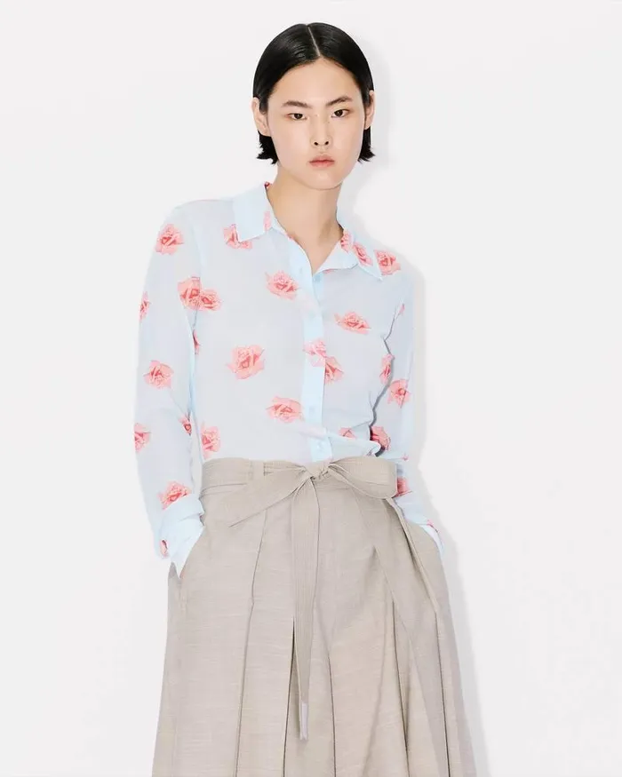 Kenzo Shirts And Tops Women Rose039 Fitted Shirt Light Blue