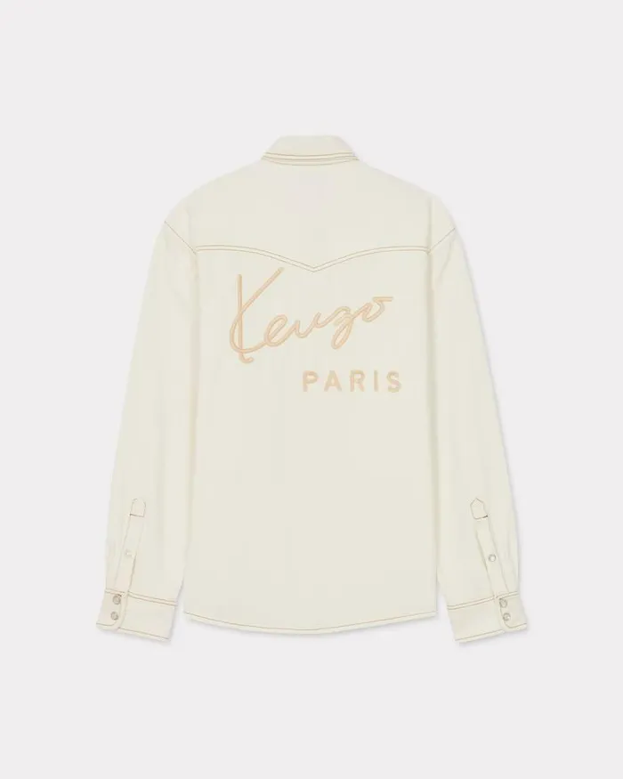 Kenzo Shirts Men Creations039 Western Shirt Stone Bleached White Denim