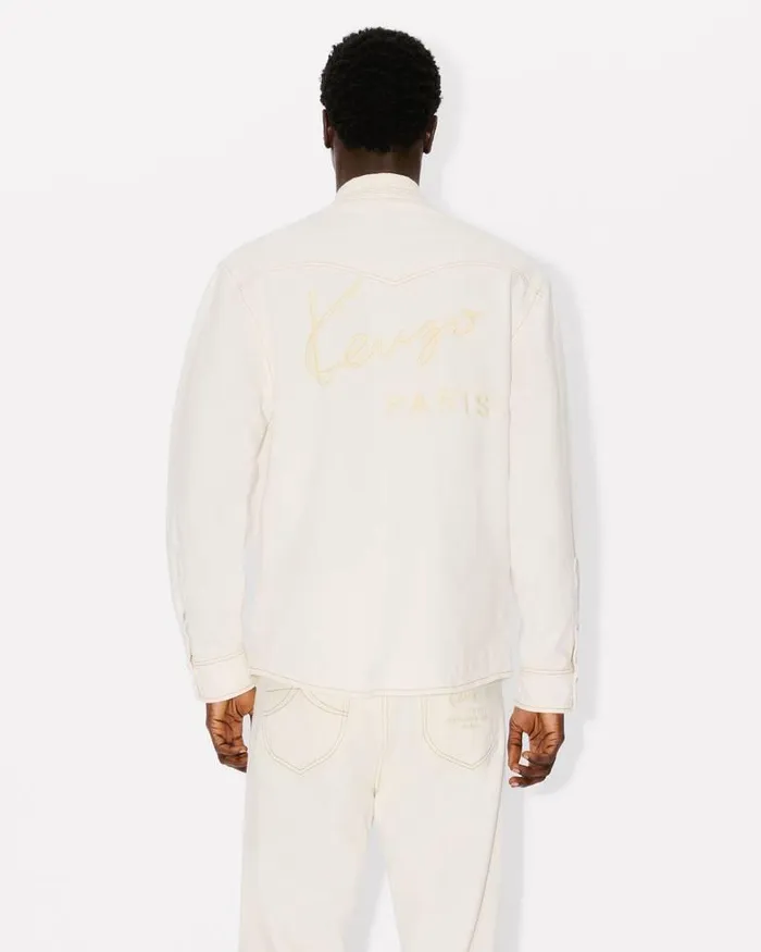 Kenzo Shirts Men Creations039 Western Shirt Stone Bleached White Denim
