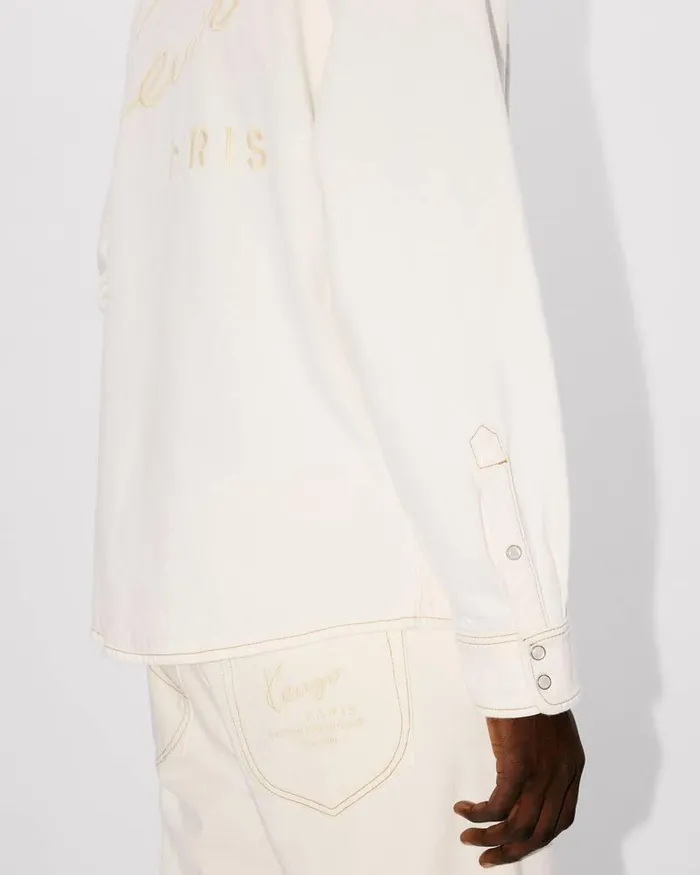 Kenzo Shirts Men Creations039 Western Shirt Stone Bleached White Denim
