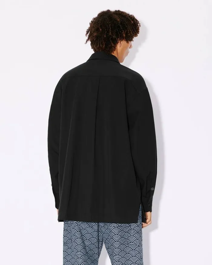 Kenzo Shirts Men Oversized 039Boke Flower039 Embroidered Shirt Black