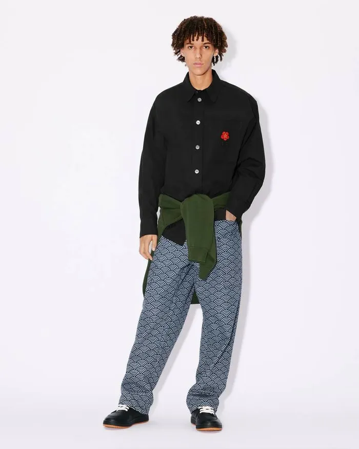 Kenzo Shirts Men Oversized 039Boke Flower039 Embroidered Shirt Black