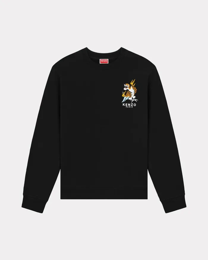 Kenzo Sweatshirts And Hoodies Men 039Year Of The Dragon039 Classic Embroidered Sweatshirt Black