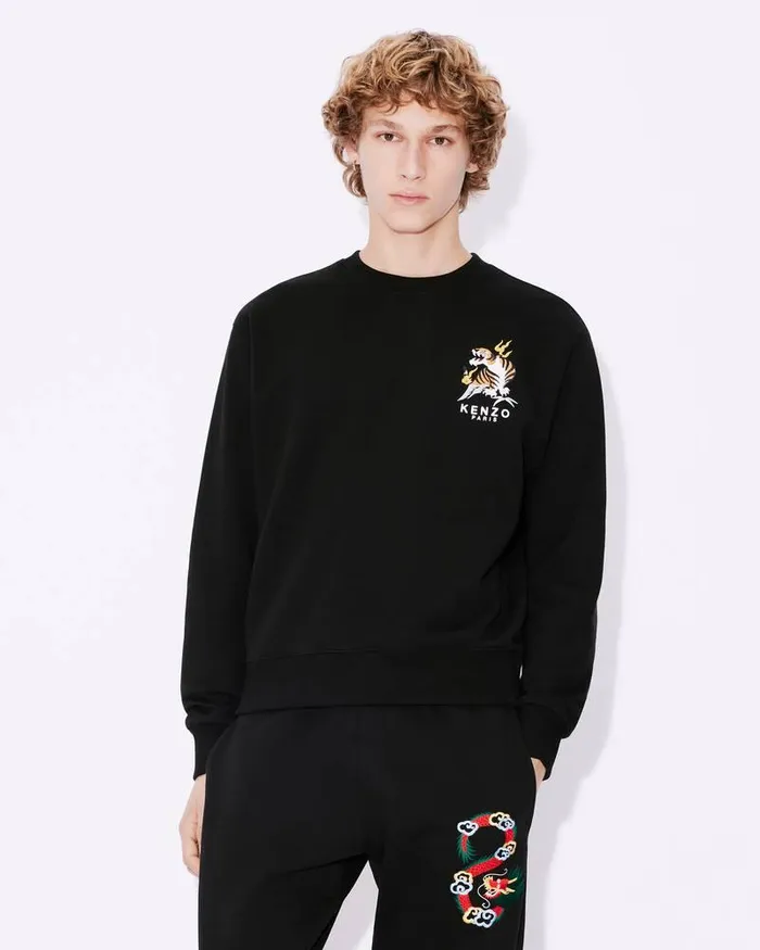 Kenzo Sweatshirts And Hoodies Men 039Year Of The Dragon039 Classic Embroidered Sweatshirt Black