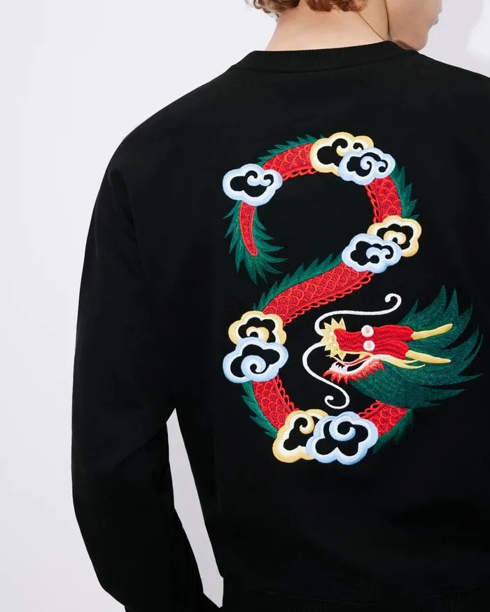 Kenzo Sweatshirts And Hoodies Men 039Year Of The Dragon039 Classic Embroidered Sweatshirt Black