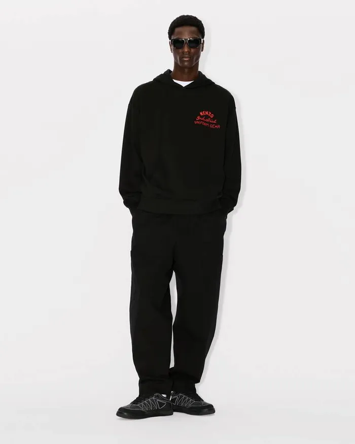 Kenzo Sweatshirts And Hoodies Men Drawn Varsity039 Embroidered Oversized Hoodie Sweatshirt Black