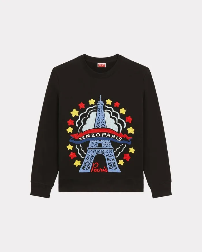 Kenzo Sweatshirts And Hoodies Men Drawn Varsity039 Sweatshirt Black