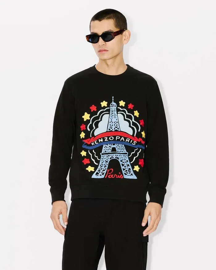 Kenzo Sweatshirts And Hoodies Men Drawn Varsity039 Sweatshirt Black