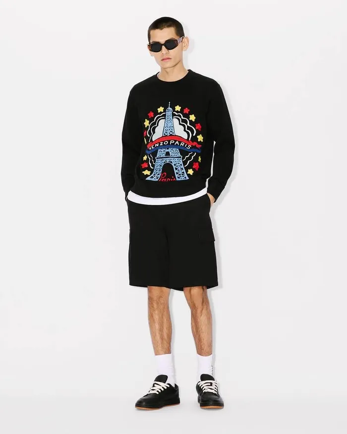 Kenzo Sweatshirts And Hoodies Men Drawn Varsity039 Sweatshirt Black
