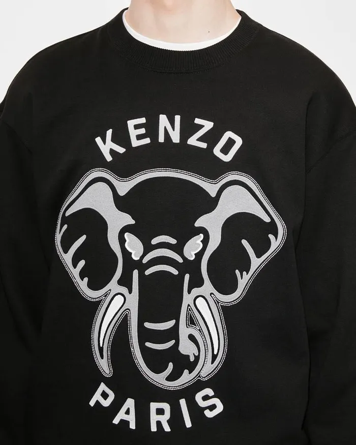 Kenzo Sweatshirts And Hoodies Men Elephant 039Varsity Jungle039 Embroidered Sweatshirt Black