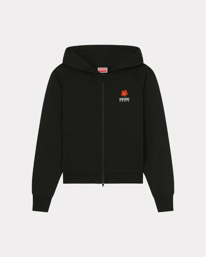 Kenzo Sweatshirts And Hoodies Women 039Boke Flower039 Hooded Embroidered Zipup Cardigan Black Kenzo Sweatshirts And Hoodies Women 039Boke Flower039 Hooded Embroidered Zipup Cardigan Black