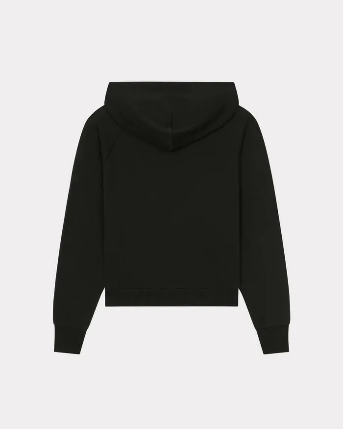 Kenzo Sweatshirts And Hoodies Women 039Boke Flower039 Hooded Embroidered Zipup Cardigan Black