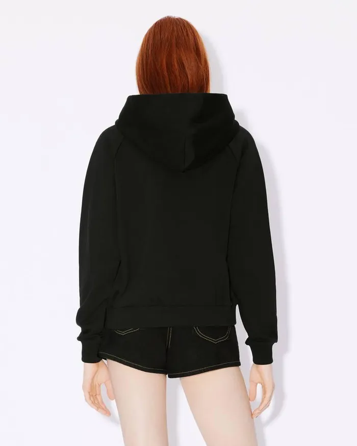 Kenzo Sweatshirts And Hoodies Women 039Boke Flower039 Hooded Embroidered Zipup Cardigan Black