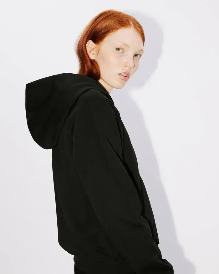 Kenzo Sweatshirts And Hoodies Women 039Boke Flower039 Hooded Embroidered Zipup Cardigan Black