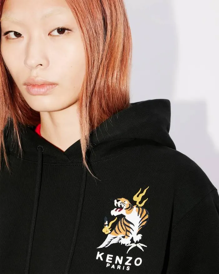 Kenzo Sweatshirts And Hoodies Women 039Year Of The Dragon039 Embroidered Classic Hoodie Sweatshirt Black