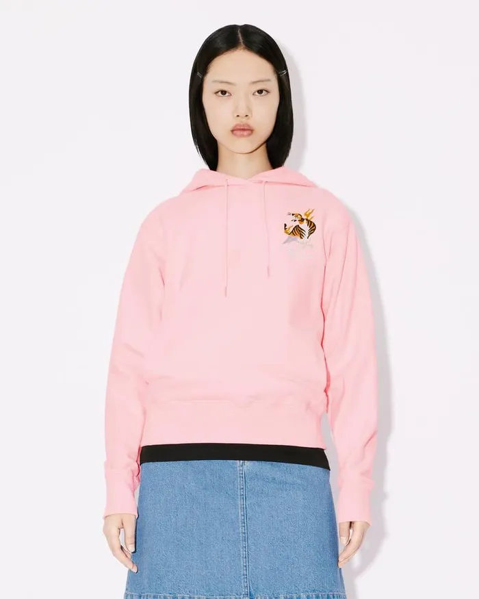 Kenzo Sweatshirts And Hoodies Women 039Year Of The Dragon039 Embroidered Classic Hoodie Sweatshirt Faded Pink