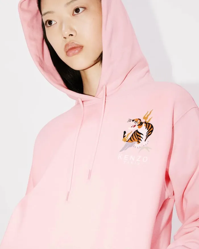 Kenzo Sweatshirts And Hoodies Women 039Year Of The Dragon039 Embroidered Classic Hoodie Sweatshirt Faded Pink
