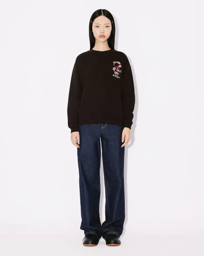 Kenzo Sweatshirts And Hoodies Women 039Year Of The Dragon Crest039 Embroidered Regular Sweatshirt Black