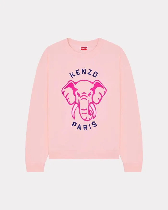 Kenzo Sweatshirts And Hoodies Women Elephant039 Embroidered Sweatshirt Faded Pink