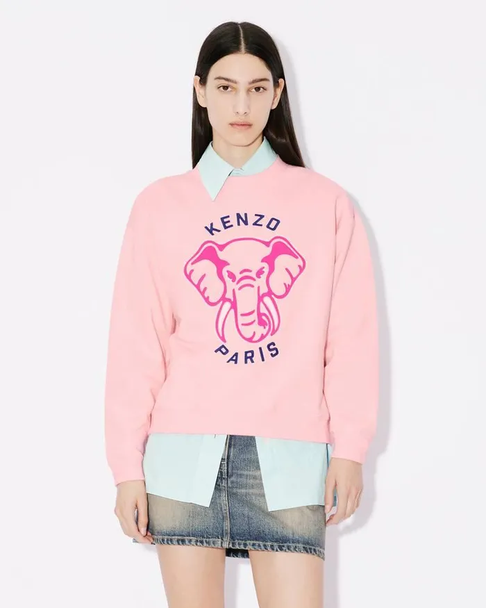 Kenzo Sweatshirts And Hoodies Women Elephant039 Embroidered Sweatshirt Faded Pink