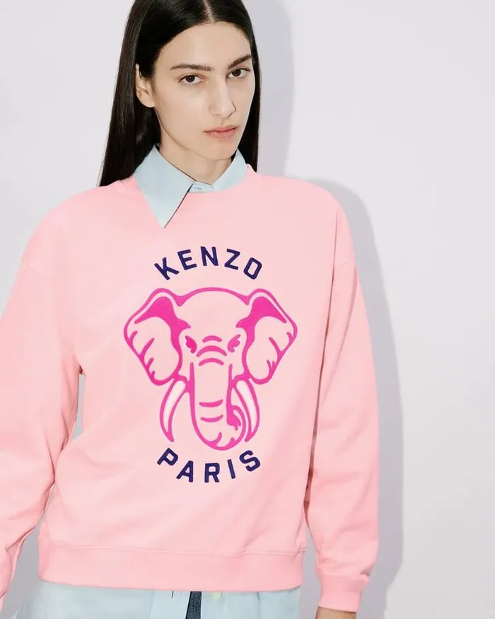 Kenzo Sweatshirts And Hoodies Women Elephant039 Embroidered Sweatshirt Faded Pink