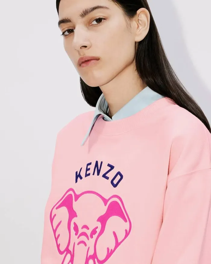 Kenzo Sweatshirts And Hoodies Women Elephant039 Embroidered Sweatshirt Faded Pink
