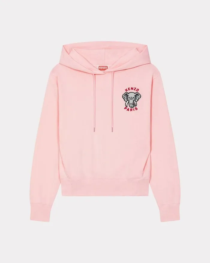 Kenzo Sweatshirts And Hoodies Women Hooded 039 Elephant Crest039 Embroidered Sweatshirt Faded Pink Kenzo Sweatshirts And Hoodies Women Hooded 039 Elephant Crest039 Embroidered Sweatshirt Faded Pink