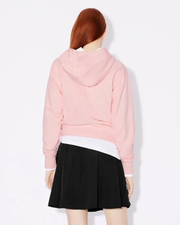 Kenzo Sweatshirts And Hoodies Women Hooded 039 Elephant Crest039 Embroidered Sweatshirt Faded Pink