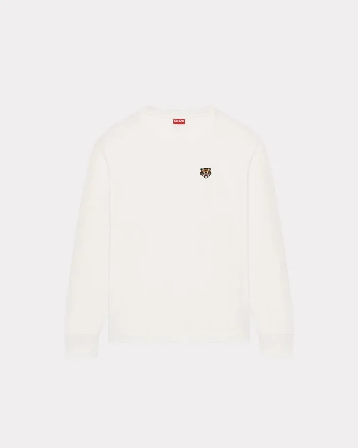 Kenzo TShirts And Polos Men 039Lucky Tiger039 Embroidered Long Sleeve Tshirt Off White