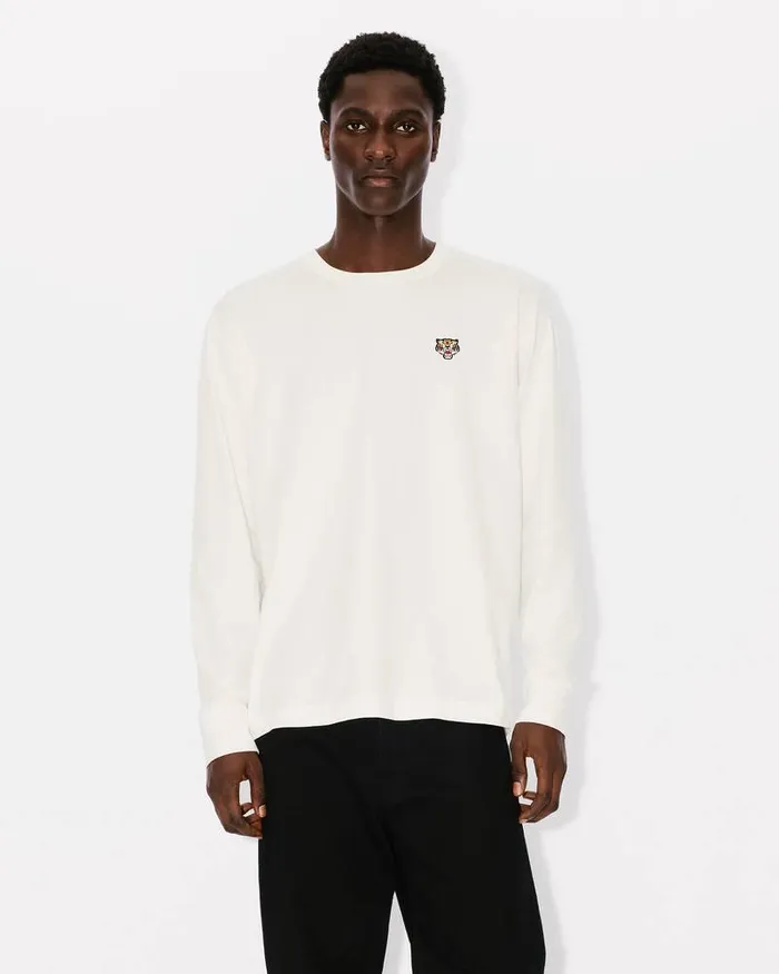 Kenzo TShirts And Polos Men 039Lucky Tiger039 Embroidered Long Sleeve Tshirt Off White