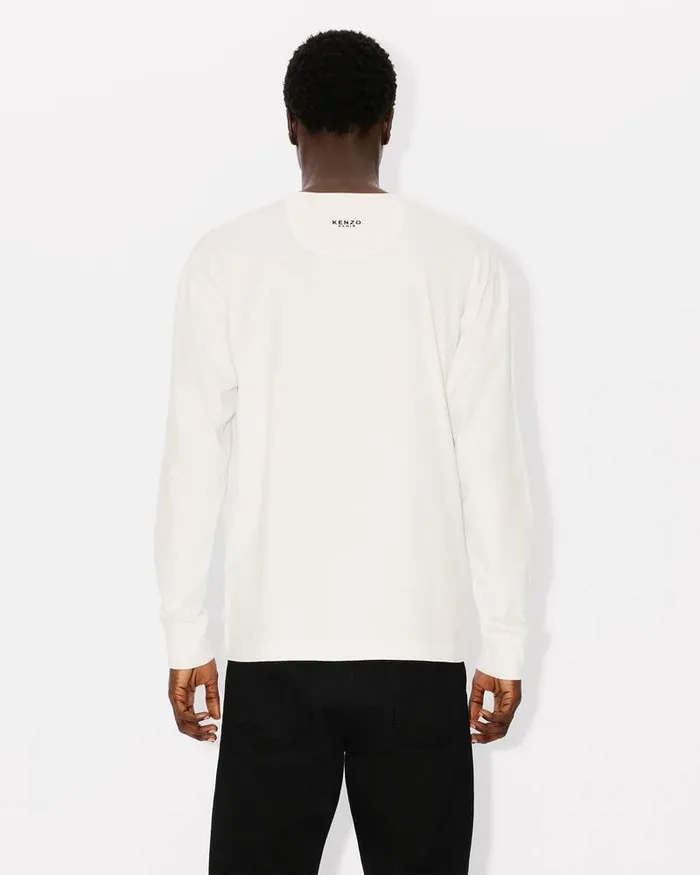 Kenzo TShirts And Polos Men 039Lucky Tiger039 Embroidered Long Sleeve Tshirt Off White