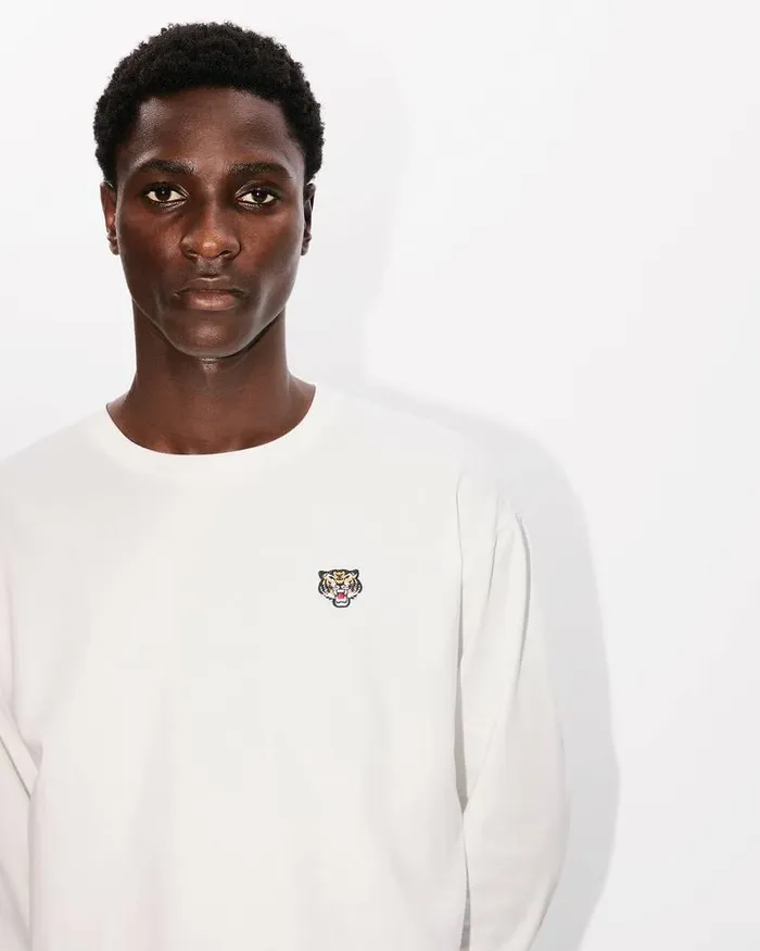 Kenzo TShirts And Polos Men 039Lucky Tiger039 Embroidered Long Sleeve Tshirt Off White