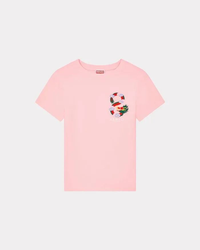 Kenzo TShirts And Polos Women 039Year Of The Dragon Crest039 Embroidered Classic Tshirt Faded Pink