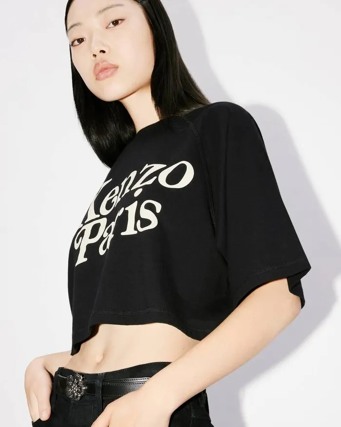 Kenzo TShirts And Polos Women By Verdy039 Boxy Cropped Tshirt Black