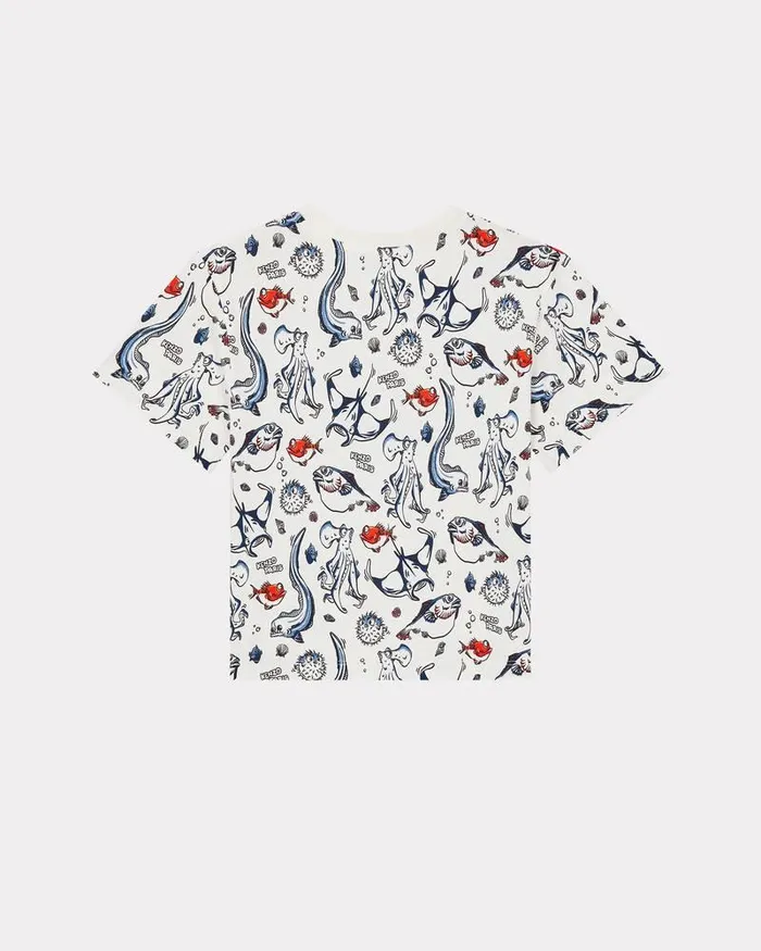 Kenzo TShirts And Sweatshirts Kids Sailor039 Printed Cotton Tshirt White
