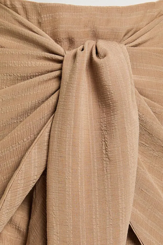 Kerzi Mini Skirt 8211 Tie Front Wrap Skirt In Biscuit Women Showpo Skirts