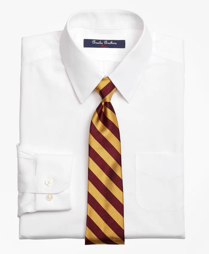 Kids Boys NonIron Supima Pinpoint Cotton Dress Shirt White Brooks Brothers Shirts