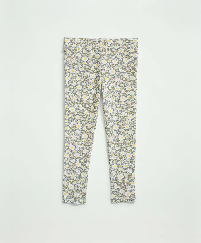 Kids Girls Cotton Blend Floral Print Leggings Green Brooks Brothers Bottoms