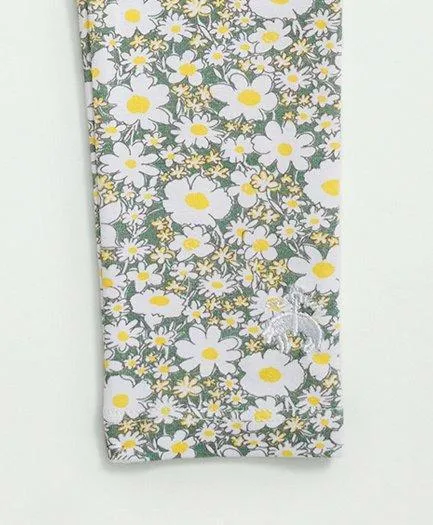 Kids Girls Cotton Blend Floral Print Leggings Green Brooks Brothers Bottoms