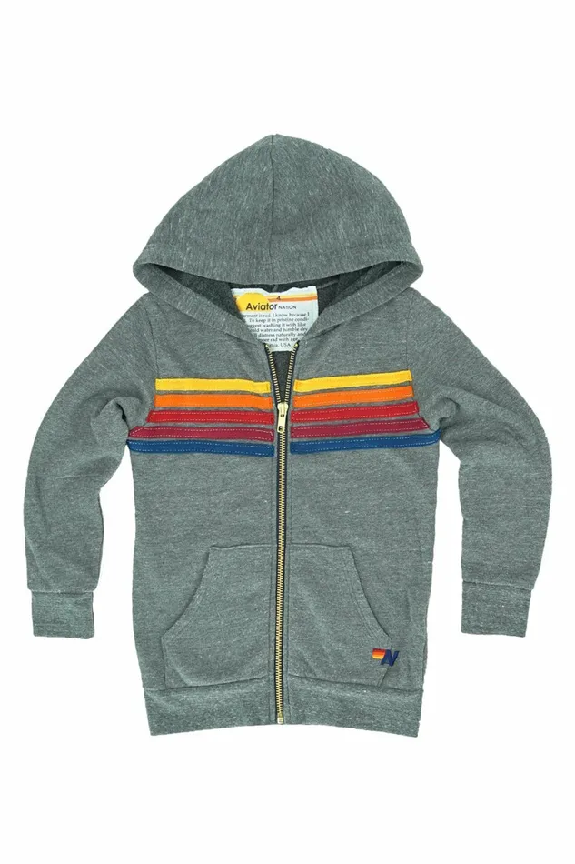 Kids KID039S 5 STRIPE HOODIE 8211 HEATHER GREY Aviator Nation