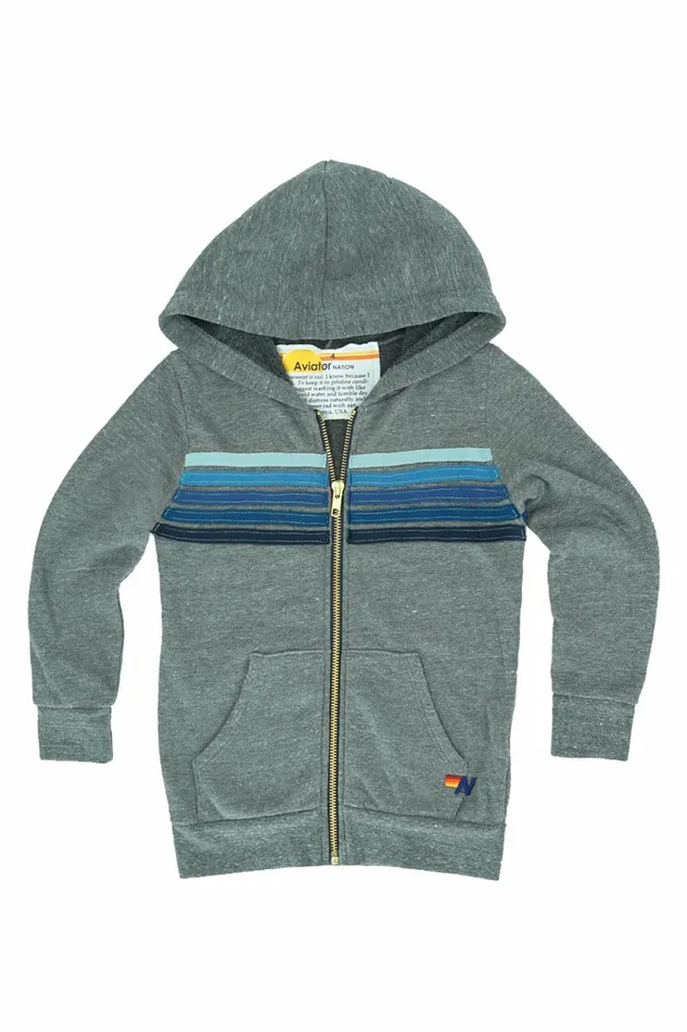 Kids KID039S 5 STRIPE HOODIE 8211 HEATHER GREY BLUE STRIPES Aviator Nation