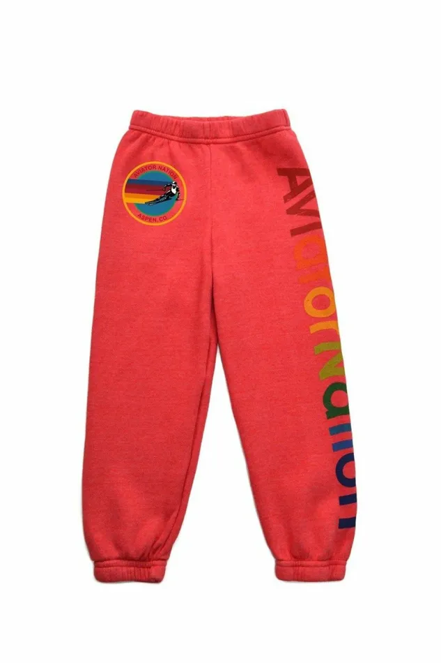 Kids KID039S AVIATOR NATION ASPEN SWEATPANTS 8211 NEON RED Aviator Nation