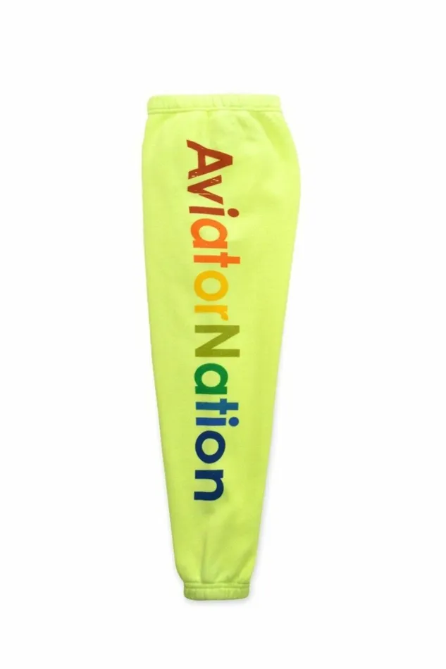 Kids KID039S AVIATOR NATION SWEATPANTS 8211 NEON YELLOW Aviator Nation