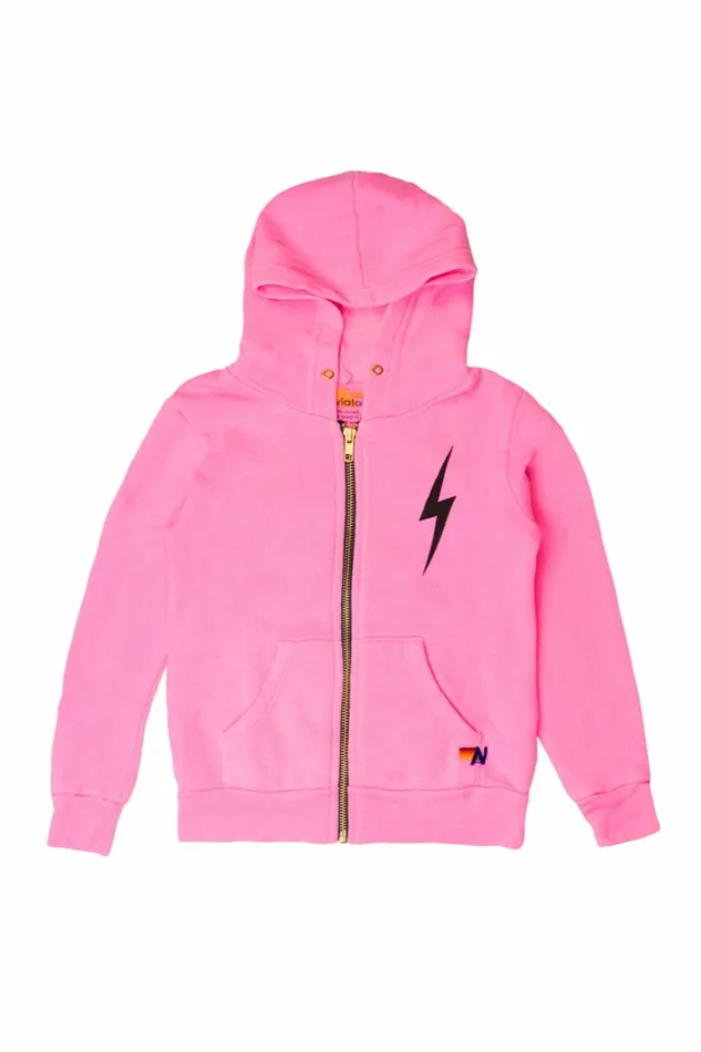 Kids KIDS BOLT PRINT ZIP HOODIE 8211 NEON PINK Aviator Nation